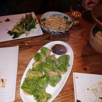 Cold peanut noodles, boiled dumplings (stuffed with mock pork) at Baihe - Lily Vegetarian - Dongcheng in Beijing