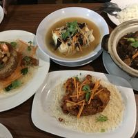 Had Zi char style dishes with rice, shared with colleagues. Steamed tofu, claypot brinjal (requested no Chilli), XO lion mane mushroom and yam ring. Delicious!  at Time's Vege 时'素 in West Singapore