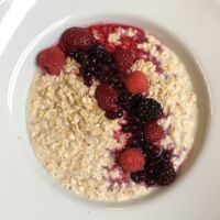 almond milk porridge with berries at Singl-end - Garnethill in Glasgow