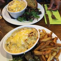 Mac and cheese with chips or garlic bread! at Harmonium in Edinburgh