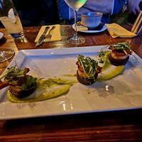 Mushroom sxallops with black pudding and bacon at Harmonium in Edinburgh