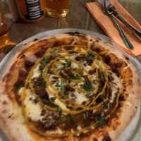 Philly cheese steak pizza  at Harmonium in Edinburgh