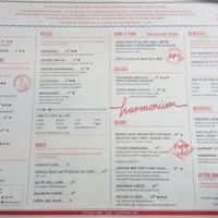 Menu  at Harmonium in Edinburgh