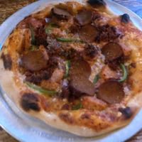 Bensonhurst pizza, no olives, extra n'duja sausage. at Harmonium in Edinburgh