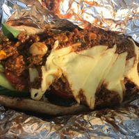 Vegan mince, spicy sauce, veg and cheese sub at New York Deli in Cardiff