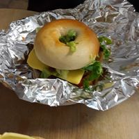 Vegan Bagel Burger at New York Deli in Cardiff