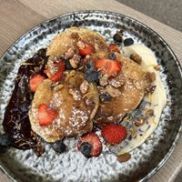 Vegan dessert pancakes  at Happy Bean in Prague