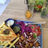 Gyros with Fries and salad at Happy Bean in Prague