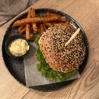 Vegan burger  at Happy Bean in Prague