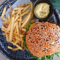 Beyond "beef" cheeseburger at Happy Bean in Prague
