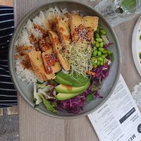 Buddha bowl with teriyaki sauce at Happy Bean in Prague