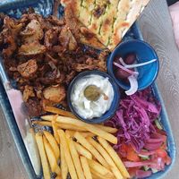 Veggie gyros plate at Happy Bean in Prague