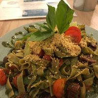 Amazing (and incredibly filling) fettuccine! at Happy Bean in Prague