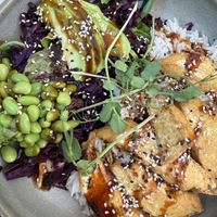 tofu and rice bowl  at Happy Bean in Prague