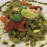 Amazing spinach pasta with vegetables mmm   at Happy Bean in Prague