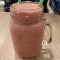 Rasberry coconut smoothie so good at Happy Bean in Prague