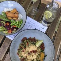 Tagliatelle and bowl at Happy Bean in Prague
