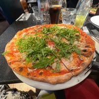 Bosco mushroom pizza with added rocket on top at Pizza Express in Rochester