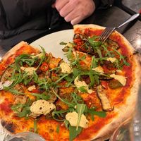 Vegan maze pizza with harissa, hummus, chilli  at Pizza Express in Rochester