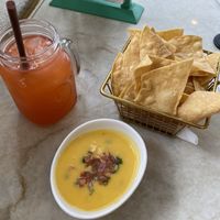 Vegan queso & strawberry basil fresca   at Tocaya Modern Mexican in Santa Monica