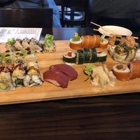 So many vegan maki options (the red roll has tomato on it) at Blue Sushi Sake Grill in Naperville