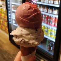 Raspberry and coconut cookie at Cremerie Dalla Rose in Montreal