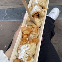 Vegan pancake with apple mix filling   at The Happy Pig Pancake Shop in Amsterdam