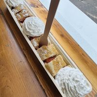 Strawberry maple syrup and vegan whipped cream crepe    at The Happy Pig Pancake Shop in Amsterdam