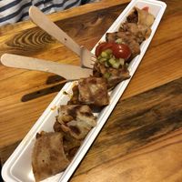 Vegan Savory Special: red peppers, mushrooms, beans at The Happy Pig Pancake Shop in Amsterdam