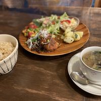 Tofu hamburger steak meal  at Hareya in Atsugi