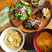 Vege tofu hamburger plate at Hareya in Atsugi