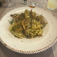 Spirali Pasta with Artichoke Cream and Fried Artichokes at Terra Madre in Alberobello