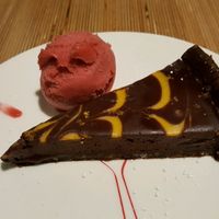 Amazing chocolate and orange tart with raspberry sorbet! at ASK Italian in Swindon