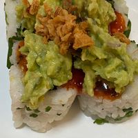 New vegan sushi with mashed Avocado and crispy onions at YO! Sushi in Dartford