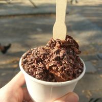 Chocolate Ice-cream with nibs at JuiceBrothers - Haarlemmerplein in Amsterdam