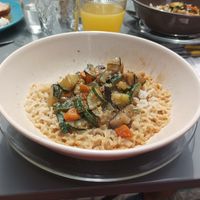 Meli mélo de légumes au thé fumé et au soja. Plat a 15.90 euros at Zezette & Marcel in Angouleme