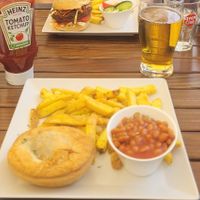 Vegetable pie & burger. Both Vegan. at McArthurs Pub in Thun