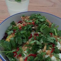 rice bowl and homemade lemonade  at Epoca Porto in Porto