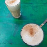 Chai Latte mit Hafermilch at Mellow Yellow in Frankfurt