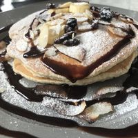 Vegan banana pancakes  at Hayahay Cafe in Mambajao
