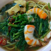 Wed Special: Prawn Noodle (added greens) at Rong Xiang Vegetarian Food 荣祥素食坊 in Central Singapore
