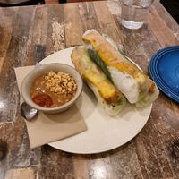 Rice paper rolls $12 at Olivia Spring Cafe in Moonee Ponds
