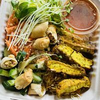 Vermicelli noodle salad (GF option apart from spring rolls).   at Olivia Spring Cafe in Moonee Ponds