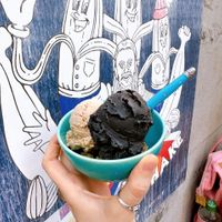 Vegan ice cream. Charcoal flavor   at Kippy's Coco-Cream in Tokyo