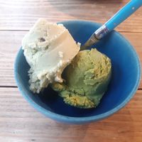 Matcha and mint chocolate chip ice cream at Kippy's Coco-Cream in Tokyo