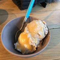 Coconut honey and cinnamon with salted honey caramel topping at Kippy's Coco-Cream in Tokyo