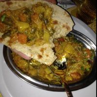 garlic chapati with veggie spicy hot curry  at Namaste in Como