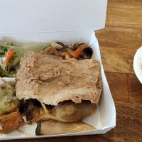 Buffet meal with rice. That big thing is made from tofu, I was confused before... at Su Shi Yuan in Hsinchu