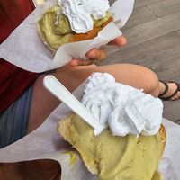 Brioche con gelato al pistacchio e panna veg at Al Gelatone in Palermo