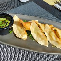 Gyozas on top of wakame salad at Noname Restaurant in Mallorca